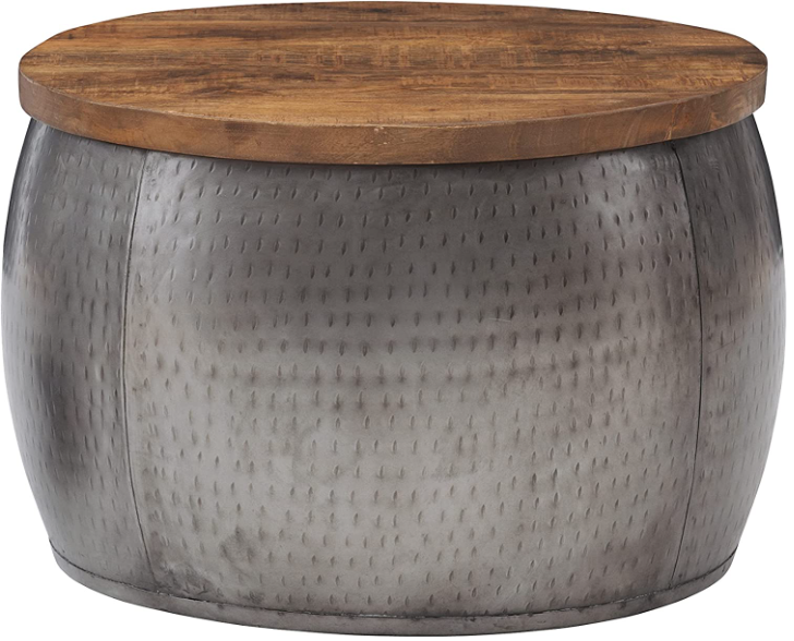 wood drum coffee table