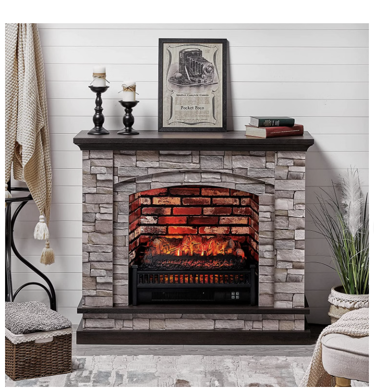 electric fireplace with mantel